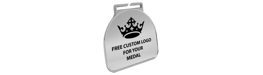 60MM MODERN CURVED BUDGET METAL PRINTED MEDAL - GOLD/ SILVER/ BRONZE/ BLACK/ WHITE